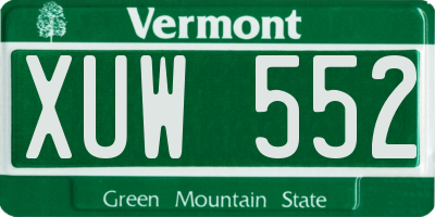 VT license plate XUW552