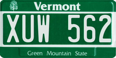 VT license plate XUW562