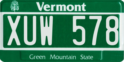 VT license plate XUW578