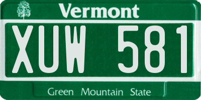 VT license plate XUW581