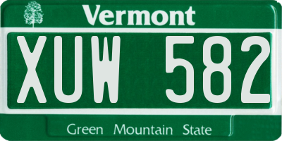 VT license plate XUW582