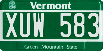VT license plate XUW583