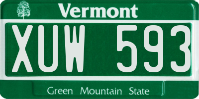 VT license plate XUW593