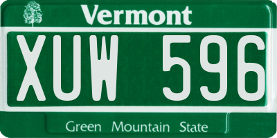 VT license plate XUW596