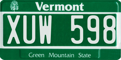 VT license plate XUW598