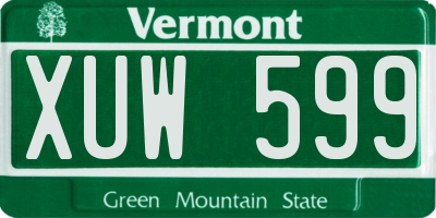 VT license plate XUW599
