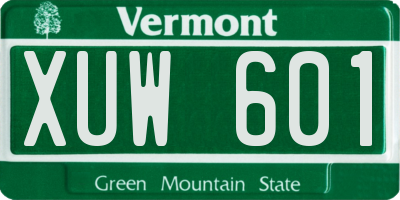 VT license plate XUW601