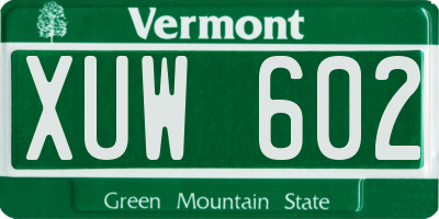 VT license plate XUW602