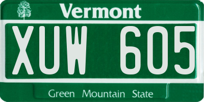 VT license plate XUW605