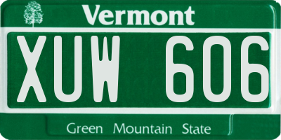 VT license plate XUW606