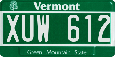 VT license plate XUW612