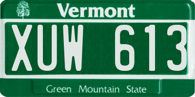 VT license plate XUW613