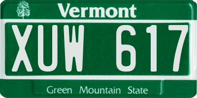 VT license plate XUW617