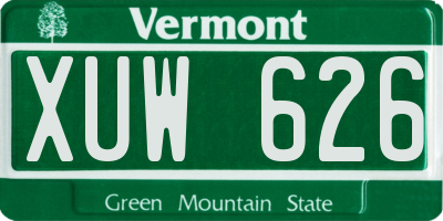 VT license plate XUW626