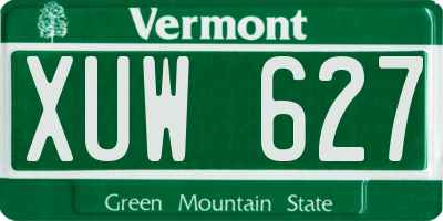 VT license plate XUW627