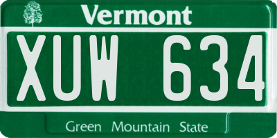 VT license plate XUW634