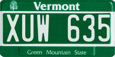 VT license plate XUW635