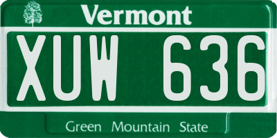 VT license plate XUW636