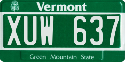 VT license plate XUW637