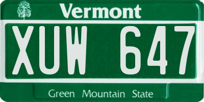 VT license plate XUW647