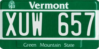 VT license plate XUW657