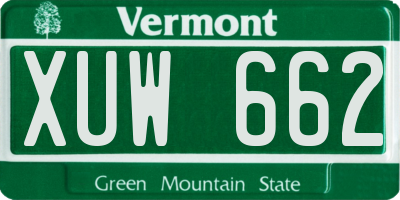 VT license plate XUW662
