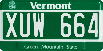 VT license plate XUW664