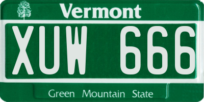 VT license plate XUW666