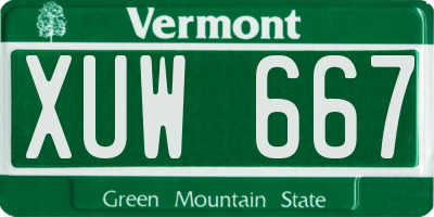 VT license plate XUW667