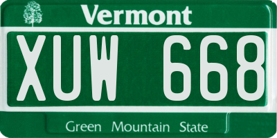 VT license plate XUW668