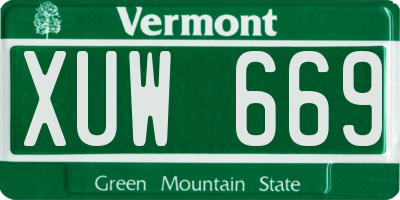 VT license plate XUW669