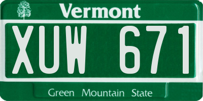 VT license plate XUW671
