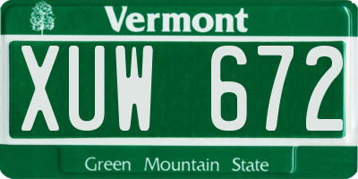 VT license plate XUW672