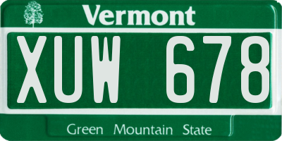 VT license plate XUW678