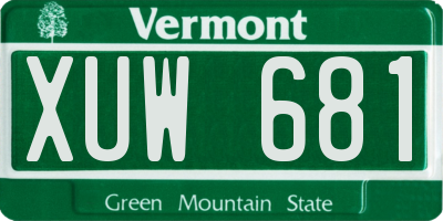 VT license plate XUW681