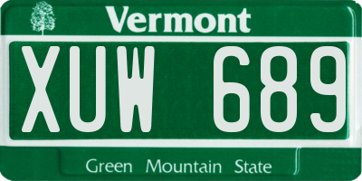 VT license plate XUW689