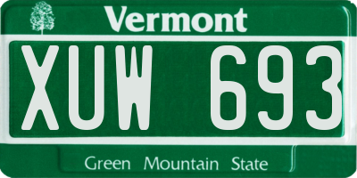 VT license plate XUW693