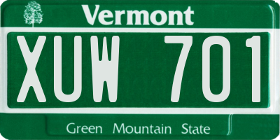 VT license plate XUW701