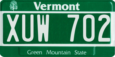 VT license plate XUW702