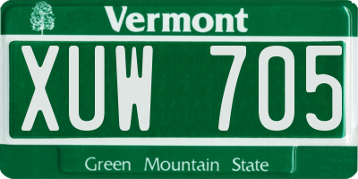 VT license plate XUW705