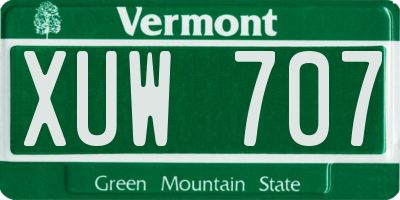VT license plate XUW707