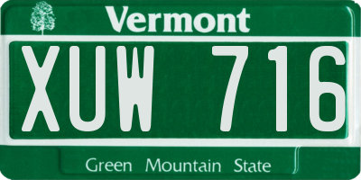 VT license plate XUW716