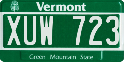 VT license plate XUW723