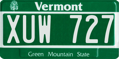 VT license plate XUW727