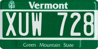 VT license plate XUW728