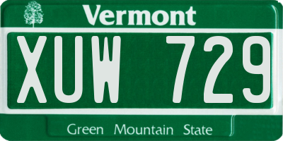 VT license plate XUW729