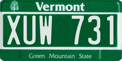 VT license plate XUW731