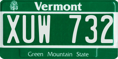 VT license plate XUW732
