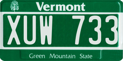 VT license plate XUW733