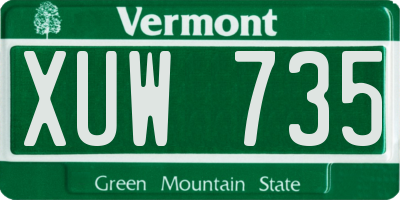VT license plate XUW735